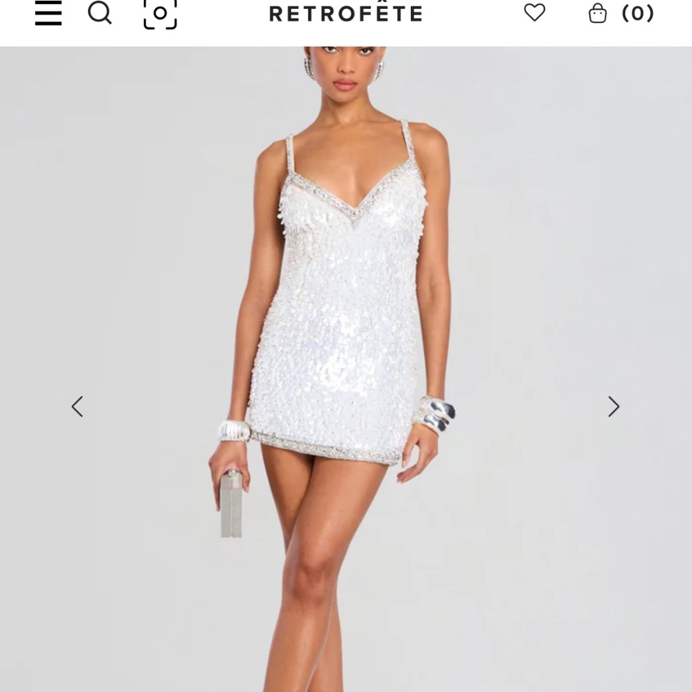 Retrofete Silver-White Sequin Mini Dress